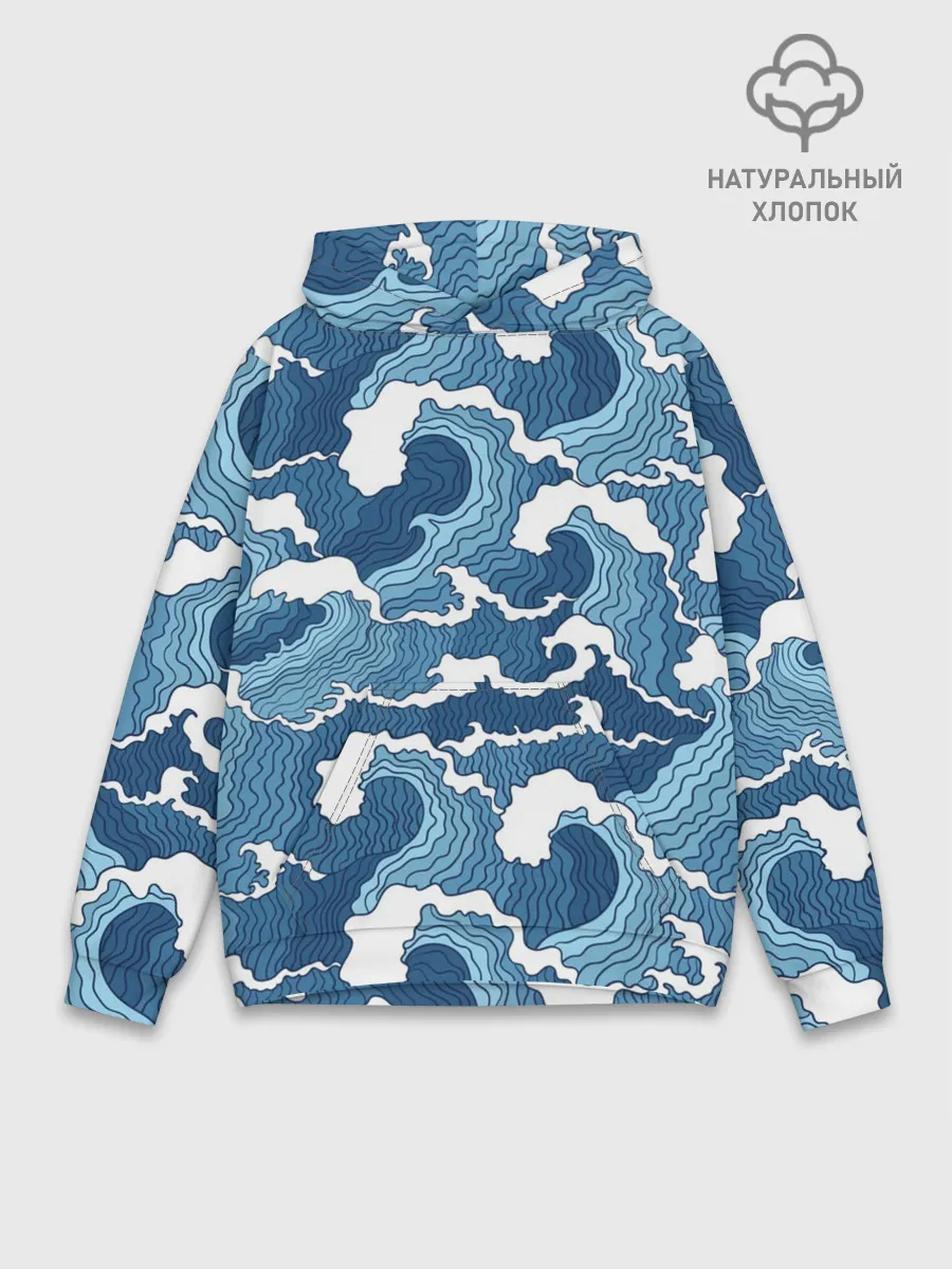 Худи мужской база хлопок / Морские волны