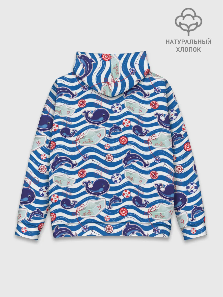 Худи мужской база хлопок / Киты и дельфины