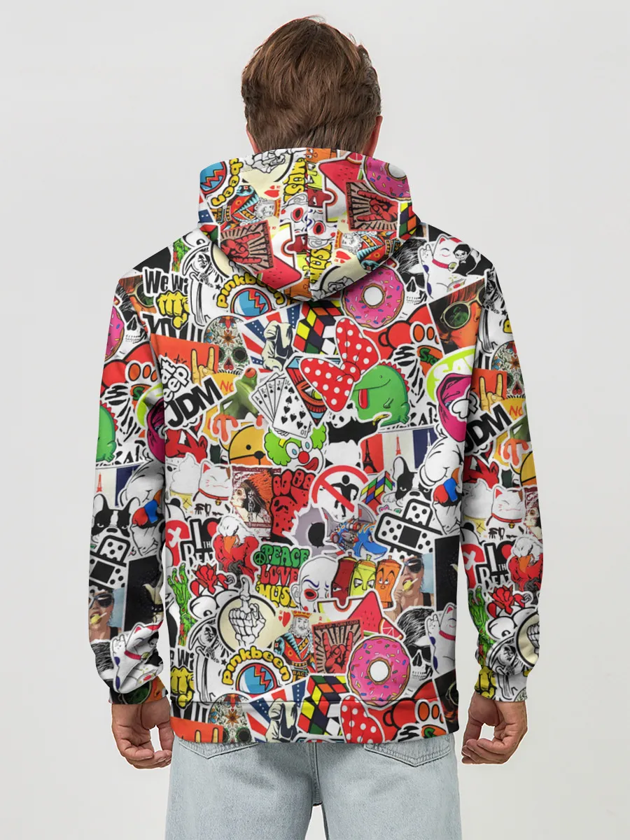 Худи мужской база хлопок / Sticker Bombing