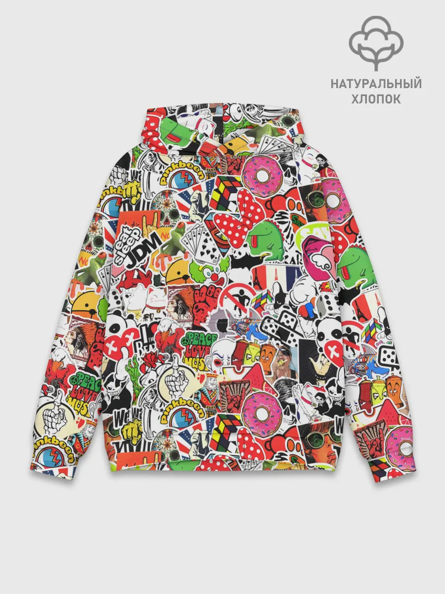 Худи мужской база хлопок / Sticker Bombing