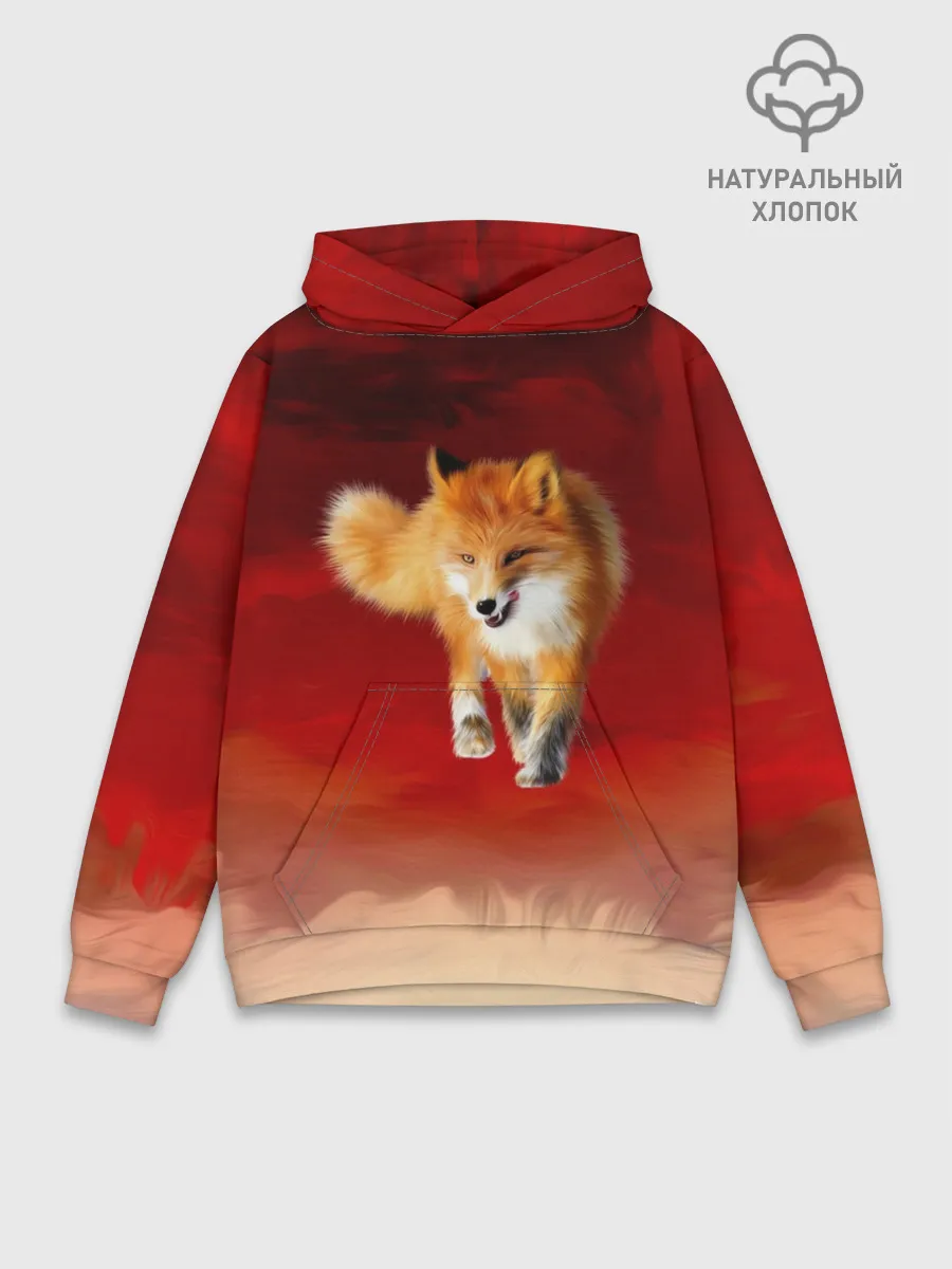 Худи мужской база хлопок / Огненная Лиса