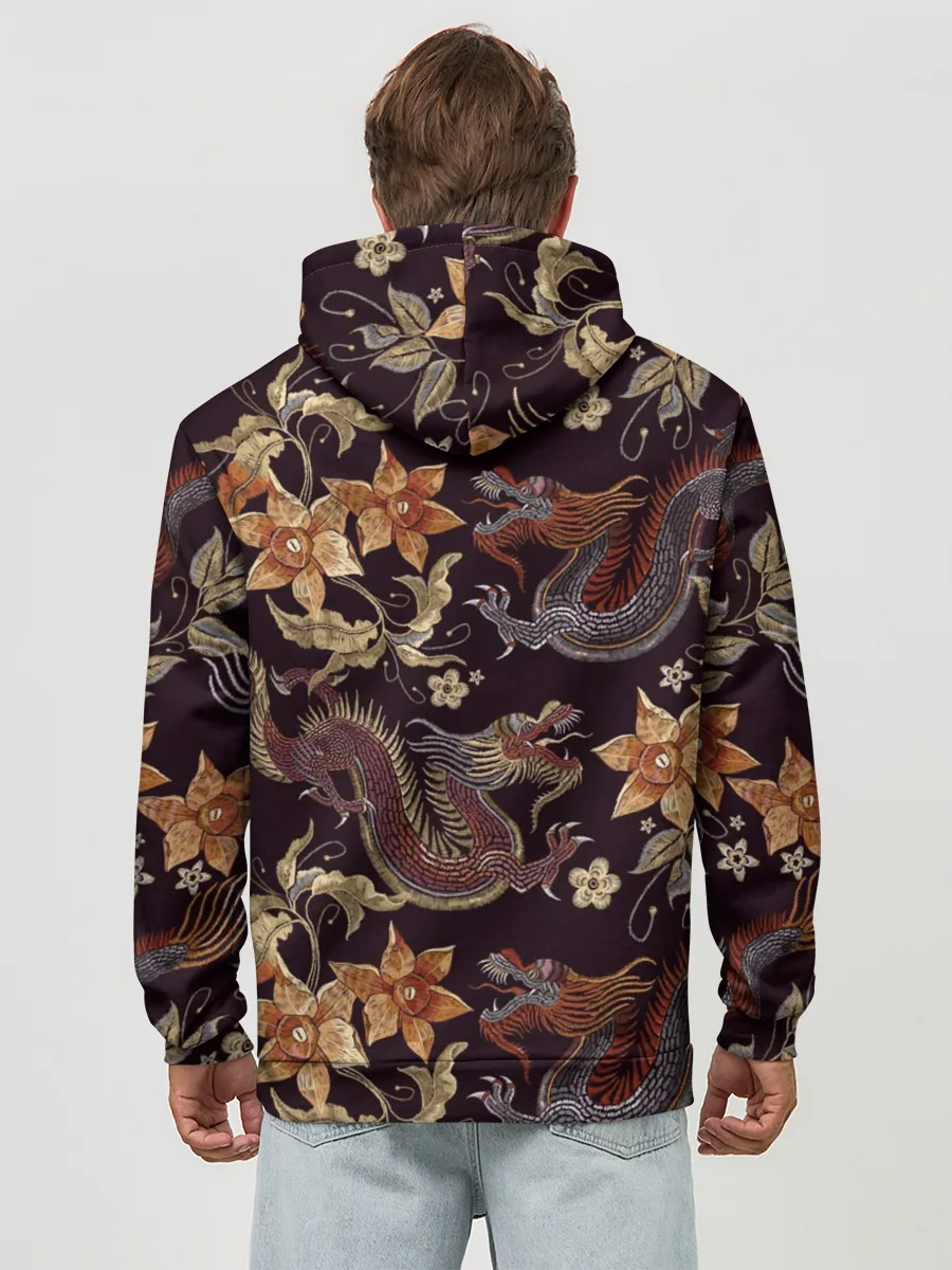 Худи мужской база хлопок / Японские драконы