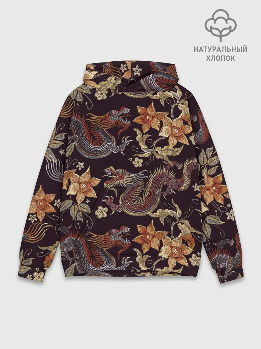 Худи мужской база хлопок / Японские драконы