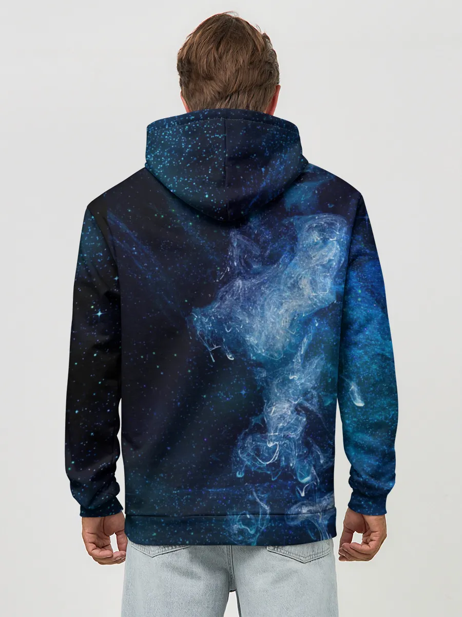 Худи мужской база хлопок / Синий космос