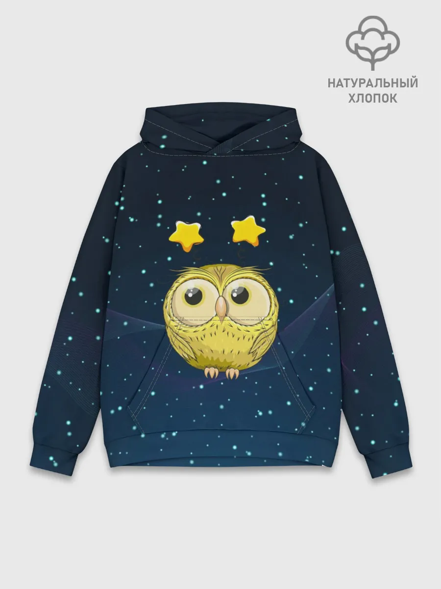 Худи мужской база хлопок / Сова со звездочками