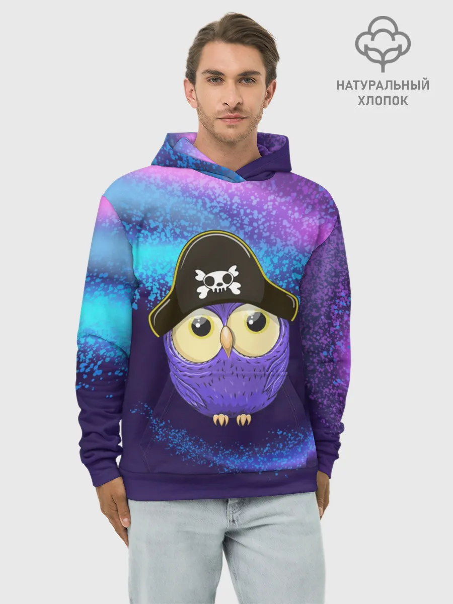 Худи мужской база хлопок / Сова пират