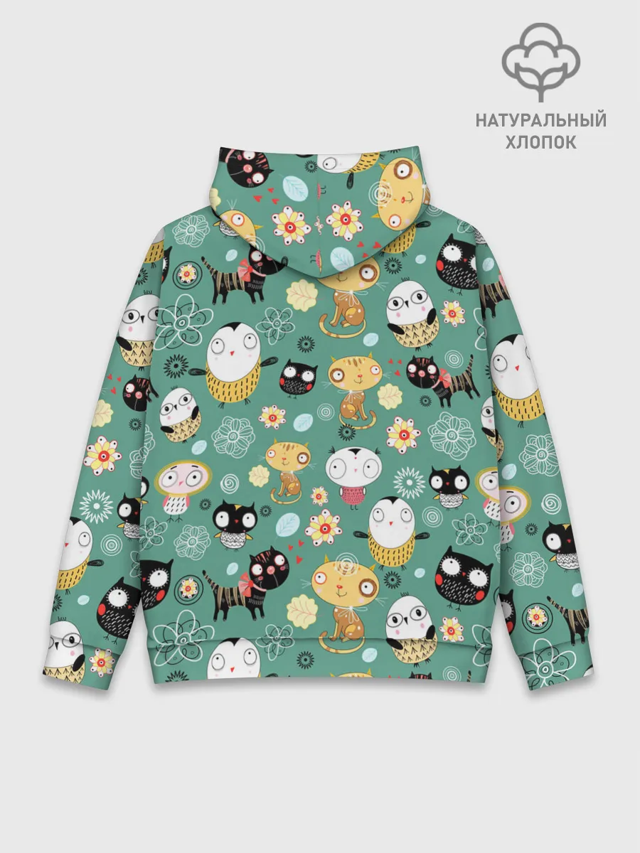 Худи мужской база хлопок / Совы и котики