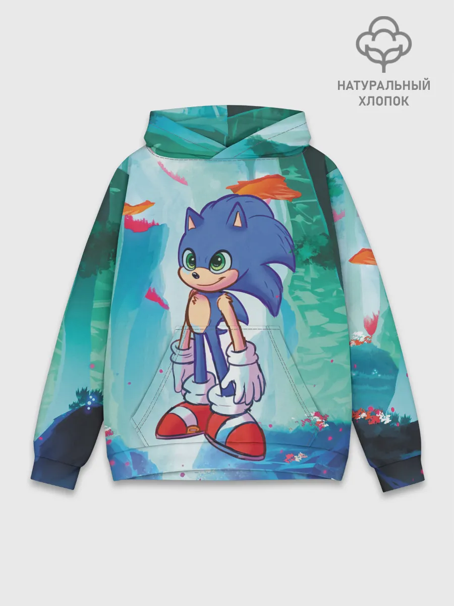 Худи мужской база хлопок / Ежик Соник