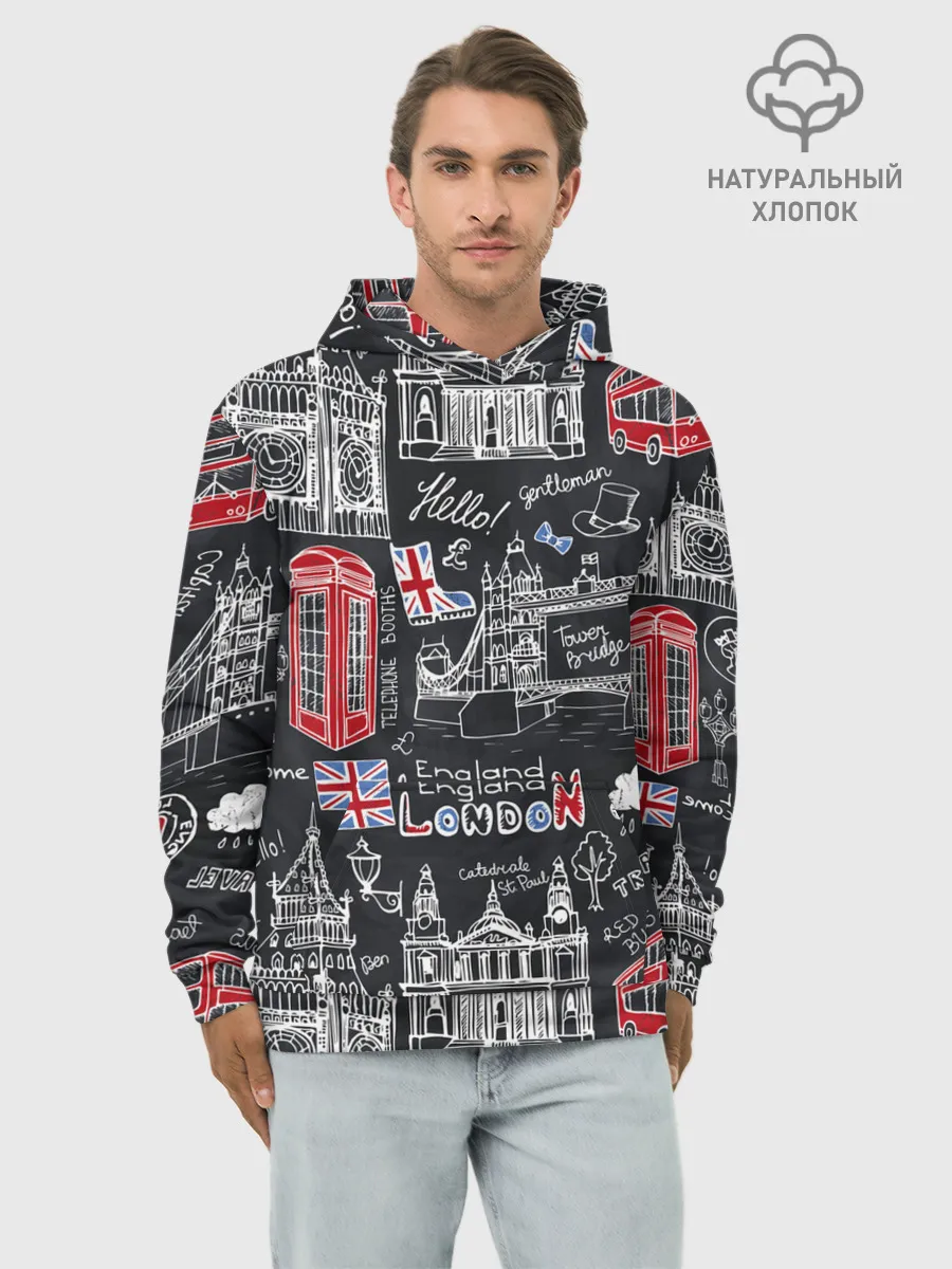 Худи мужской база хлопок / Лондон