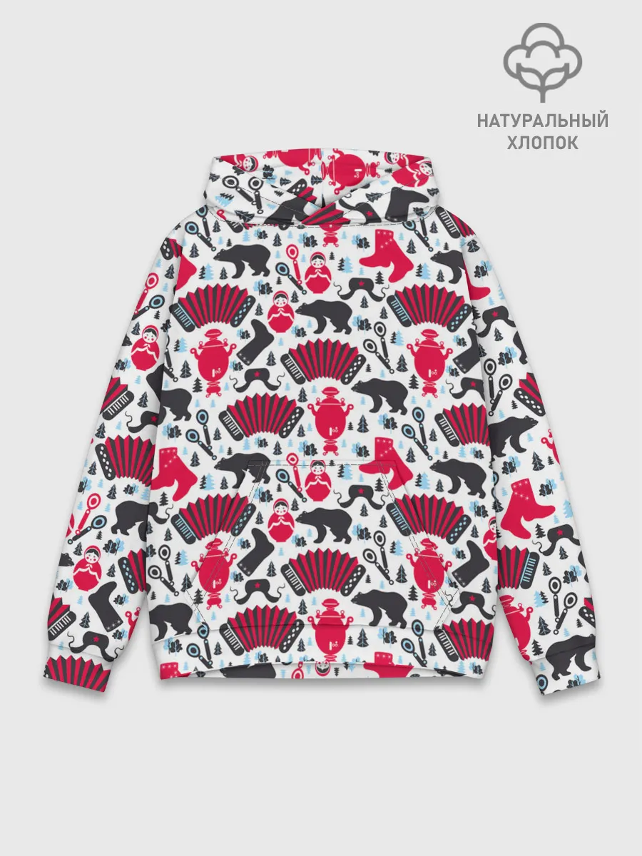 Худи мужской база хлопок / Русский орнамент