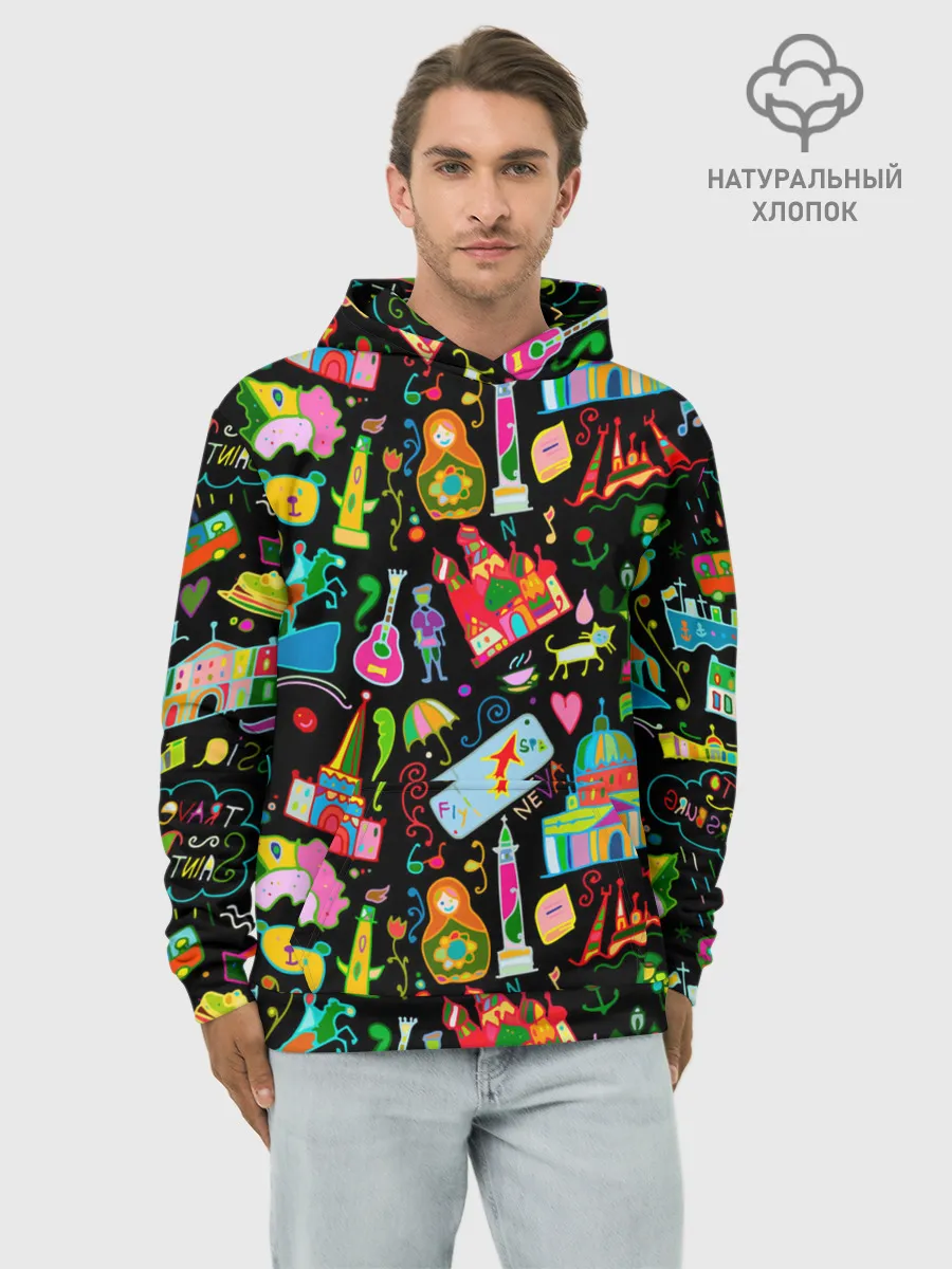 Худи мужской база хлопок / Travel to Saint Petersburg