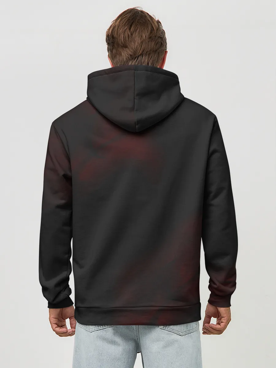 Худи мужской база хлопок / Аста на темном красном фоне