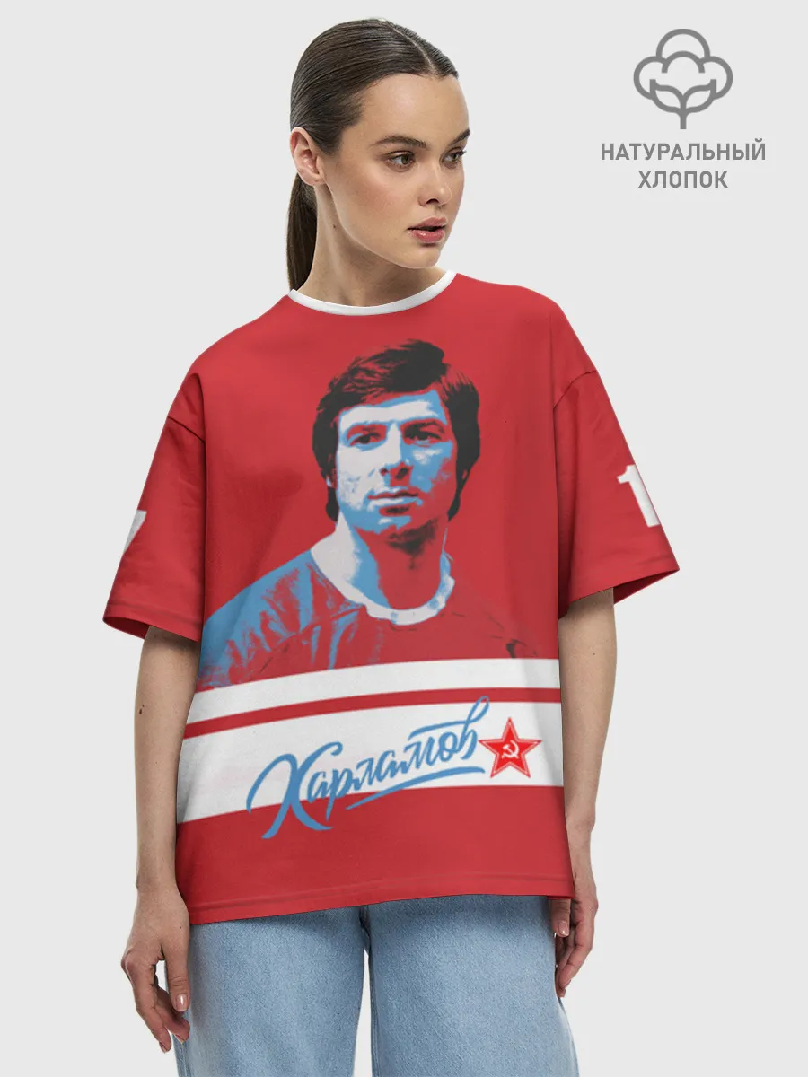 Женская футболка оверсайз хлопок / Харламов