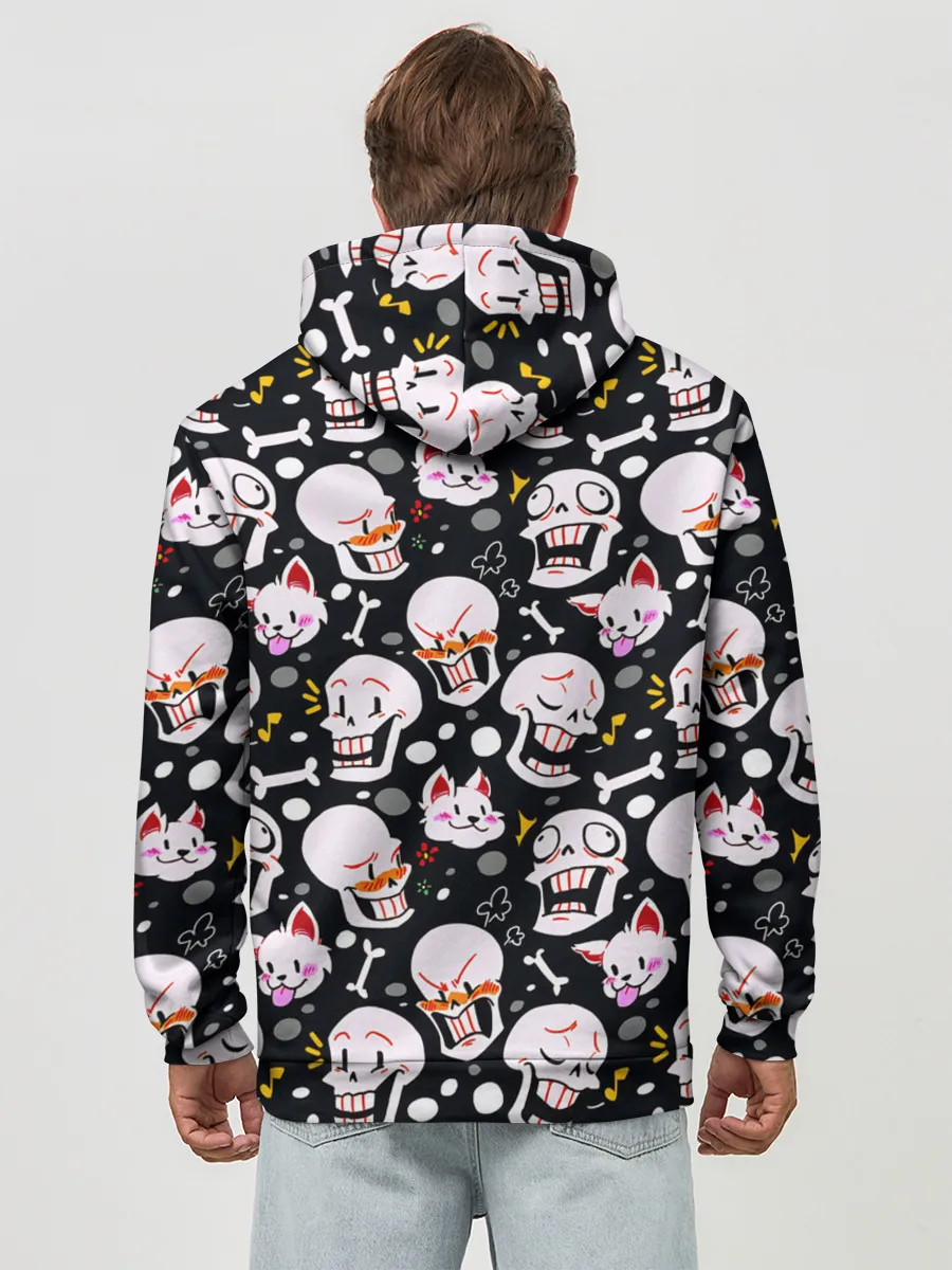 Худи мужской база хлопок / Черепа и Котики