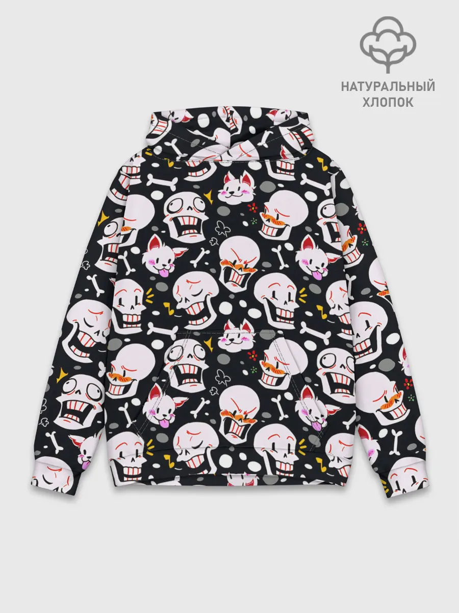 Худи мужской база хлопок / Черепа и Котики
