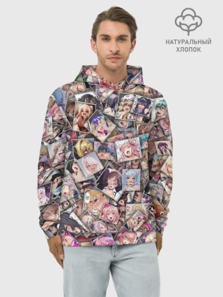 Худи мужской база хлопок / Ахегао цвет