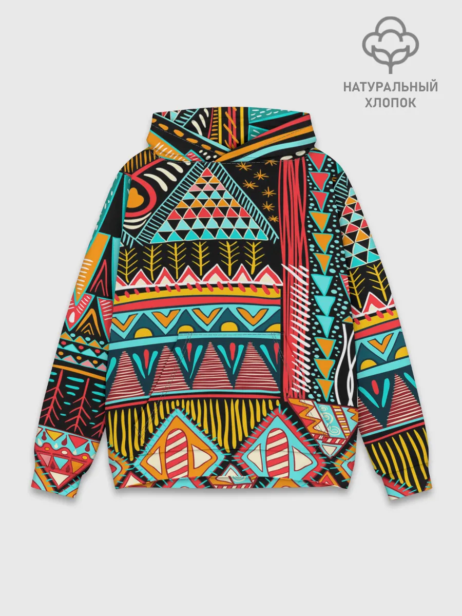 Худи мужской база хлопок / Африканский стиль