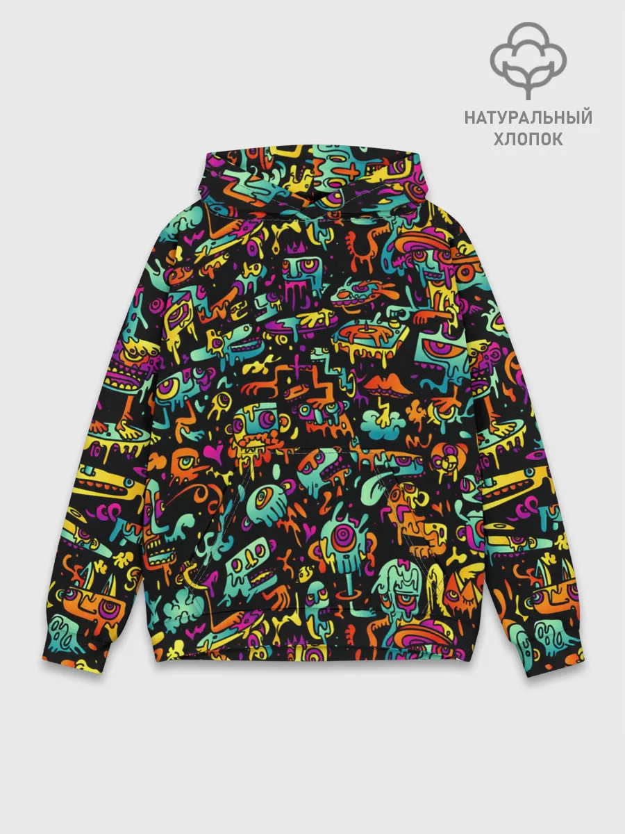 Худи мужской база хлопок / Кислотный Диджей