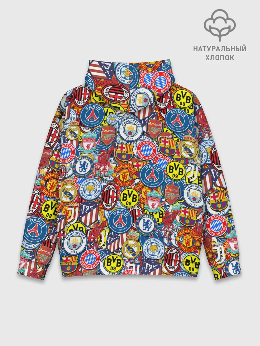 Худи мужской база хлопок / ЛОГОТИПЫ ФУТБОЛЬНЫХ КОМАНД