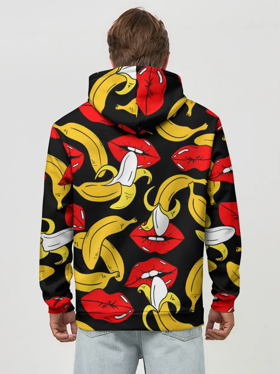 Худи мужской база хлопок / Губы и бананы