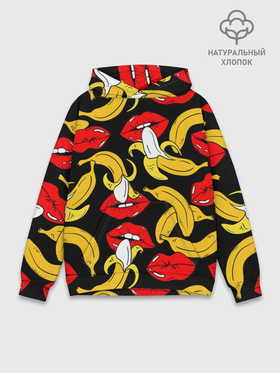 Худи мужской база хлопок / Губы и бананы