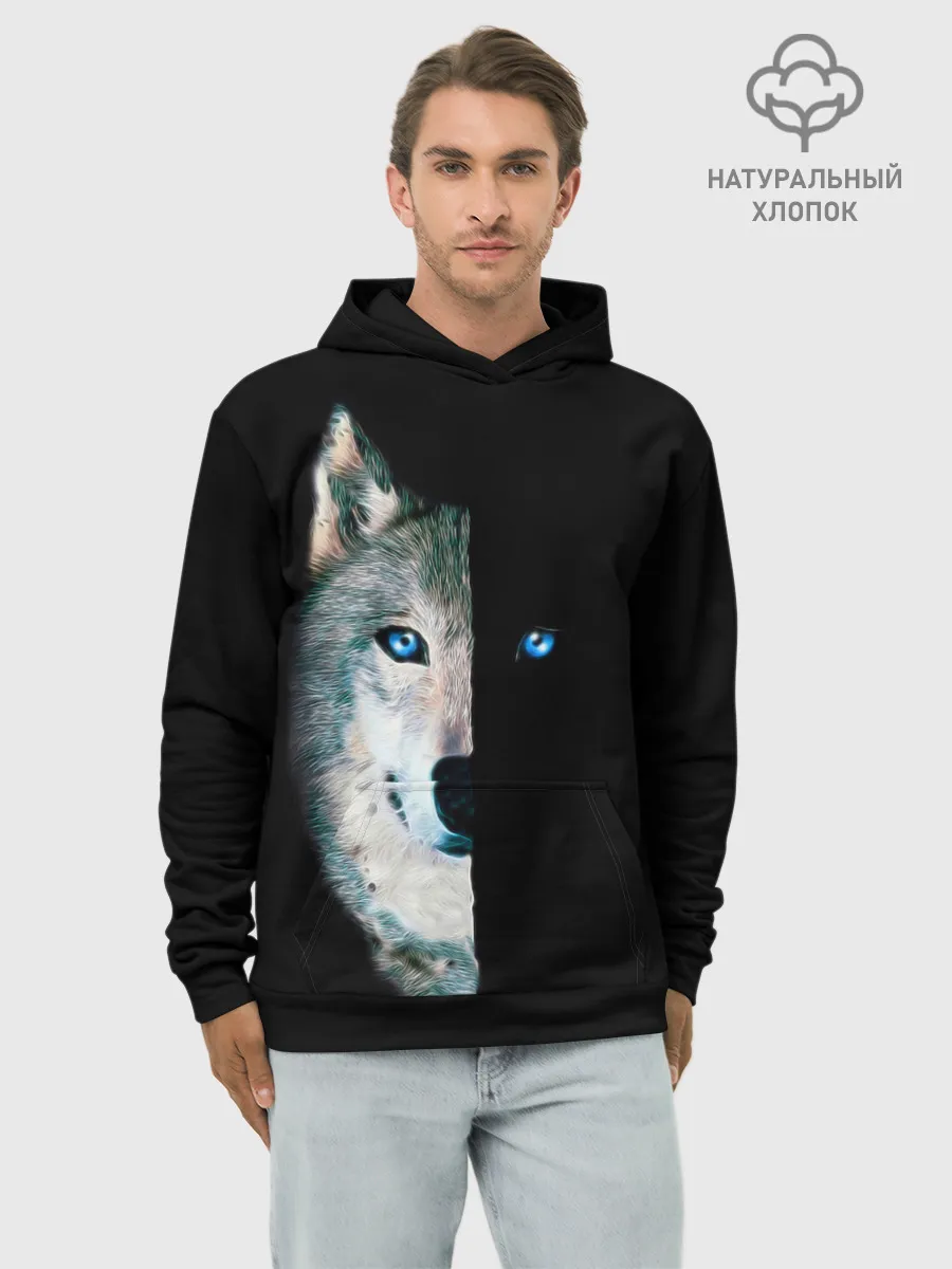 Худи мужской база хлопок / Волк