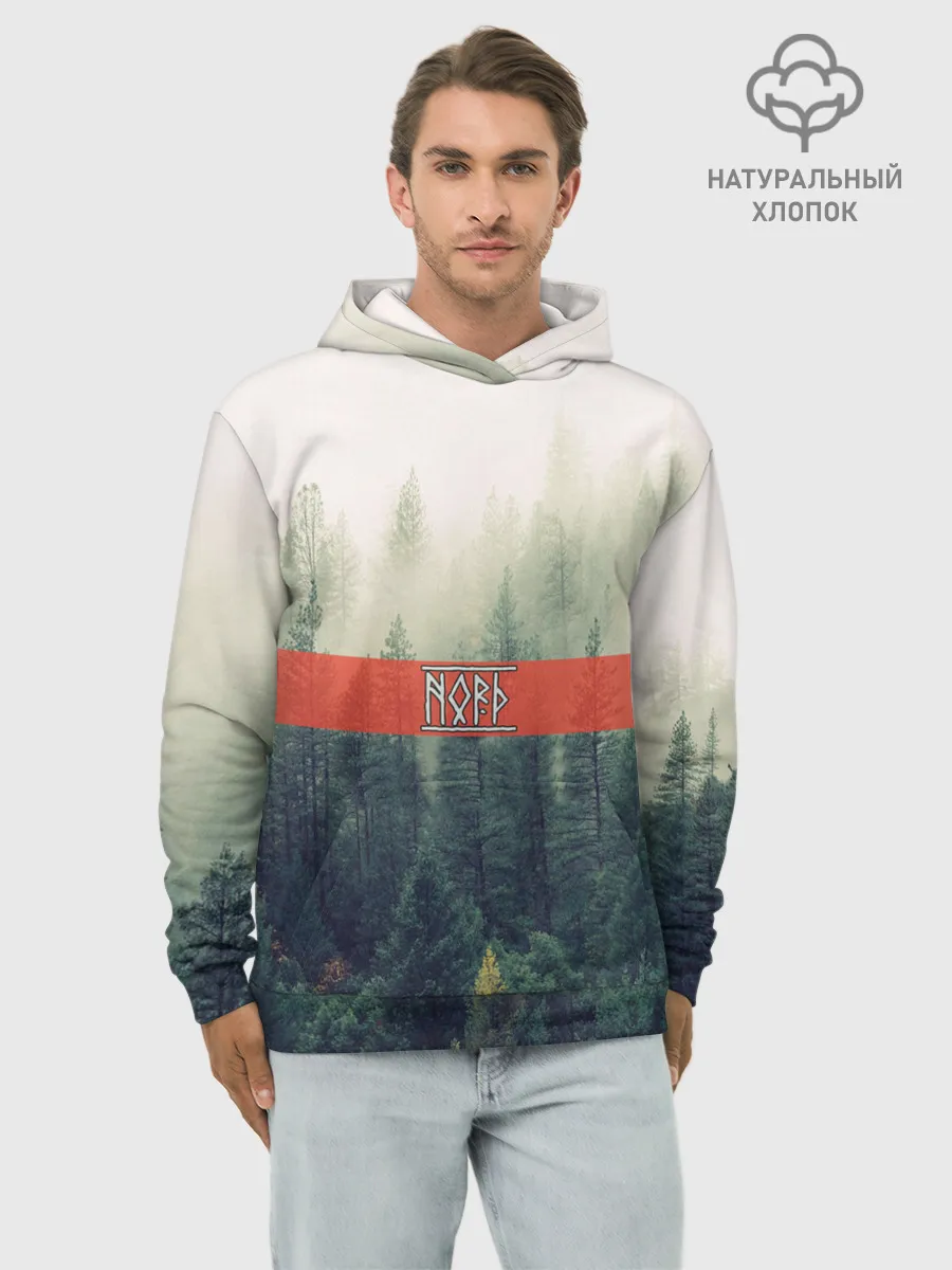 Худи мужской база хлопок / Северный лес