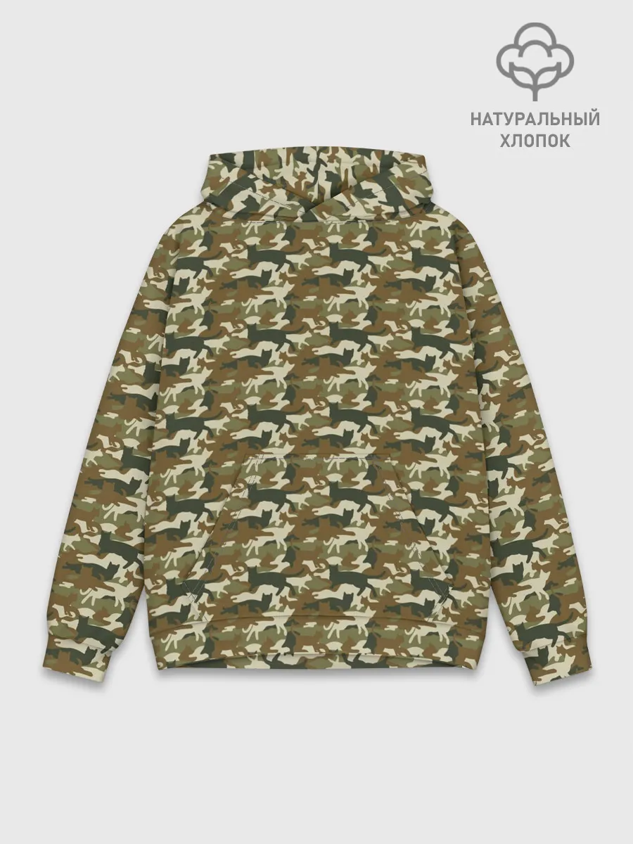 Худи мужской база хлопок / Камуфляж Коты