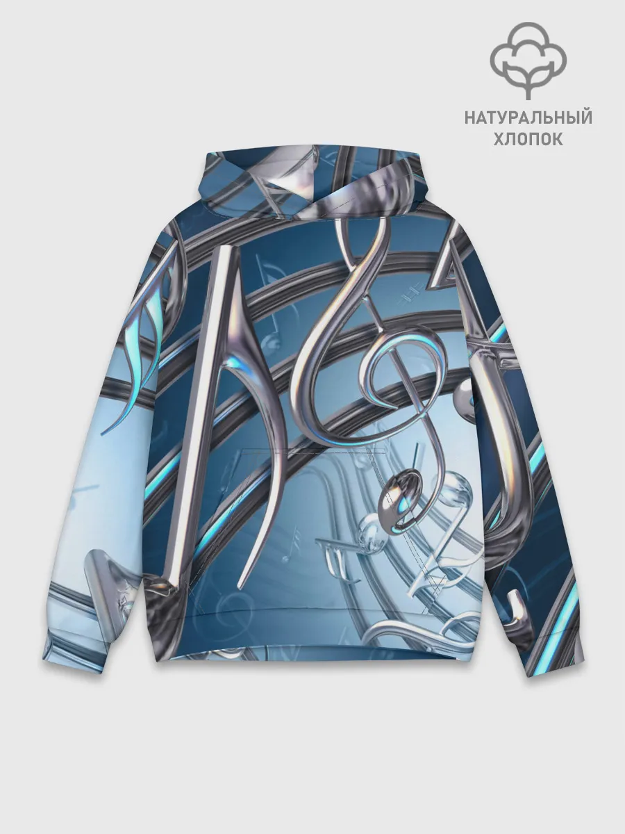 Худи мужской база хлопок / Металлические ноты