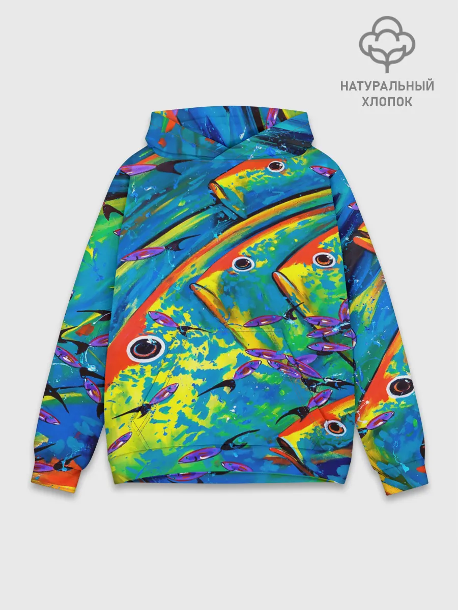 Худи мужской база хлопок / Рыбы