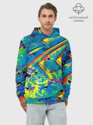 Худи мужской база хлопок / Рыбы