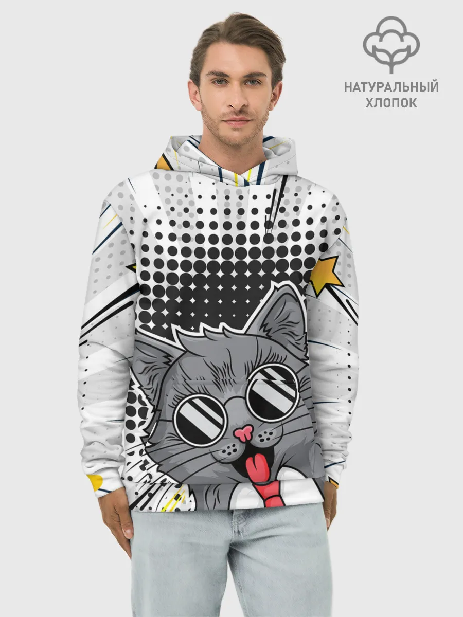 Худи мужской база хлопок / Кот