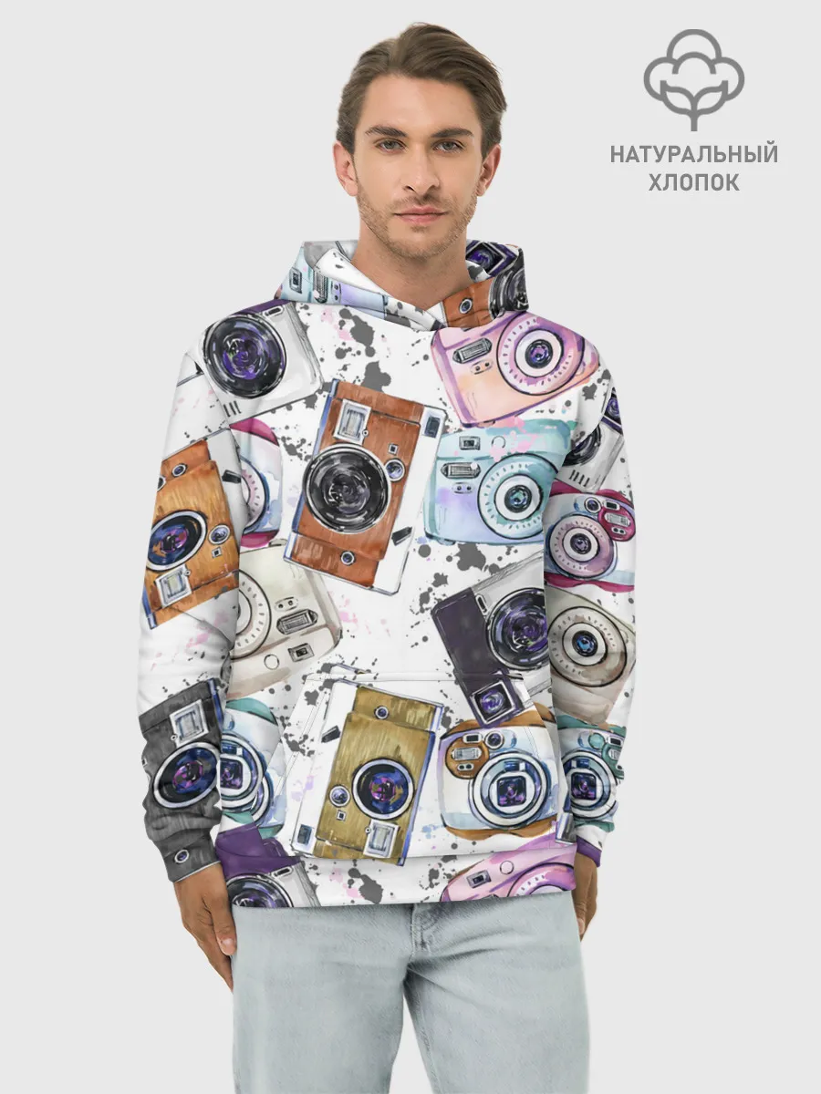 Худи мужской база хлопок / Старинные фотоаппараты