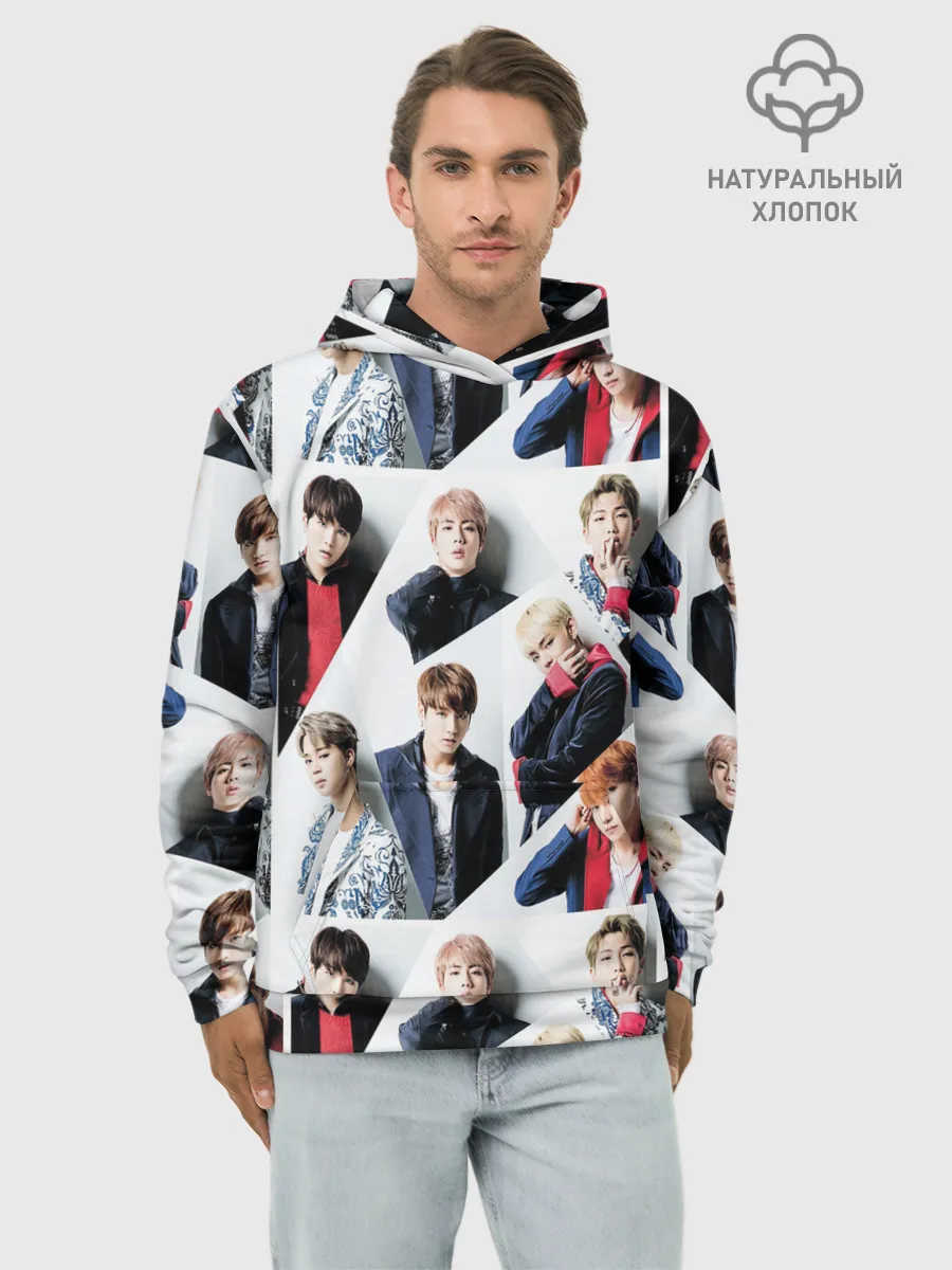 Худи мужской база хлопок / BTS COLLAGE