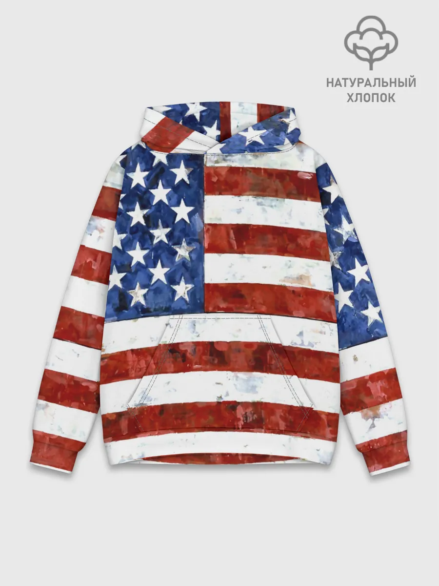 Худи мужской база хлопок / США ФЛАГ