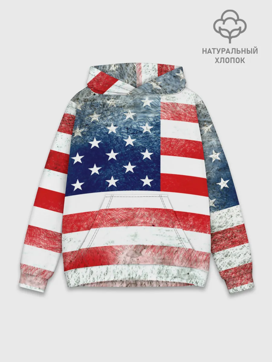 Худи мужской база хлопок / Америка Флаг