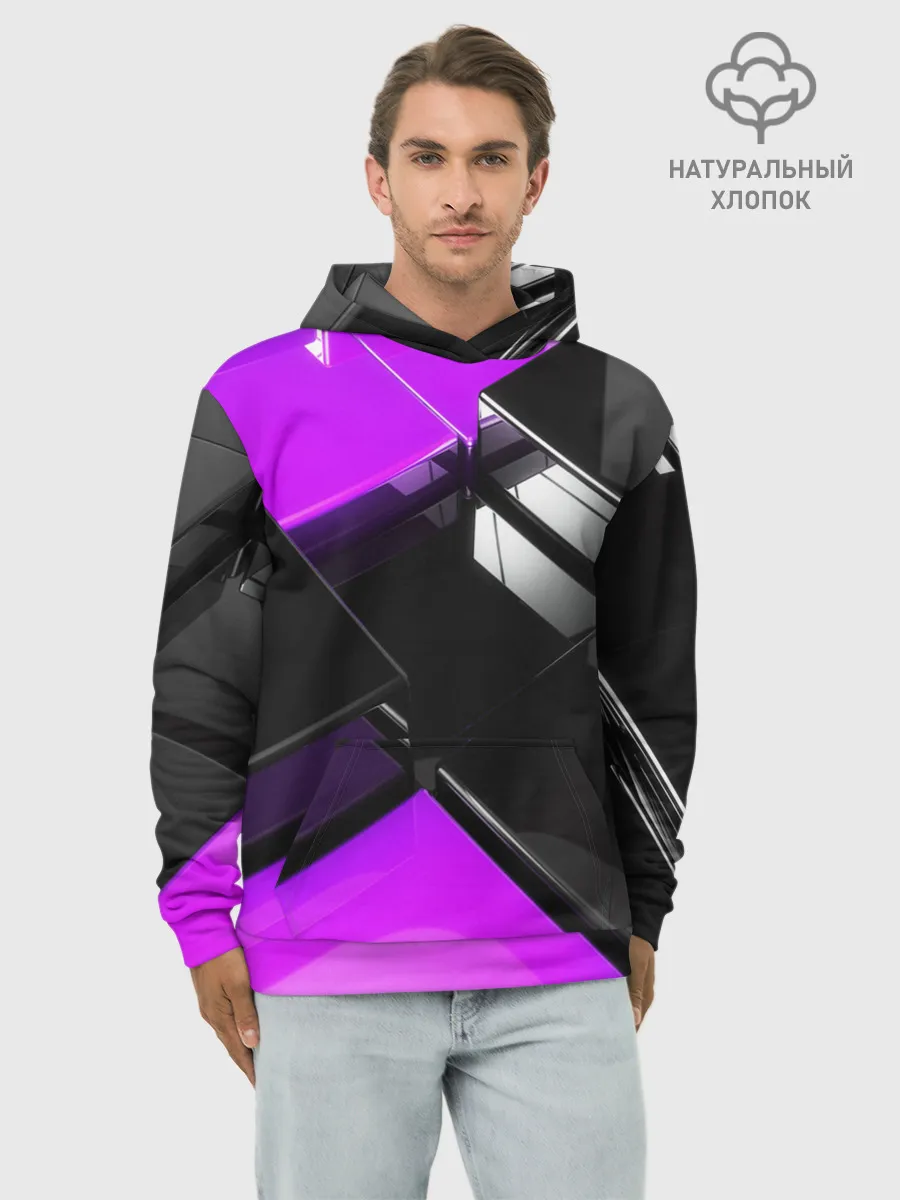 Худи мужской база хлопок / Неоновые кубы