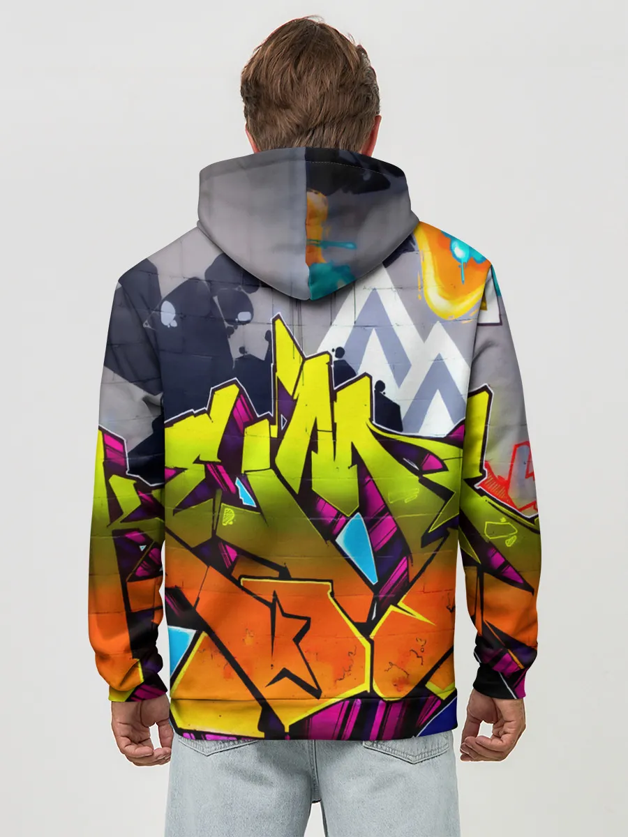 Худи мужской база хлопок / НЕОНОВОЕ ГРАФФИТИ