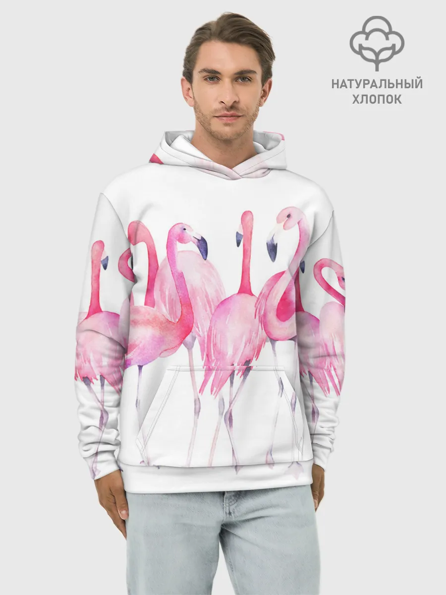 Худи мужской база хлопок / Фламинго