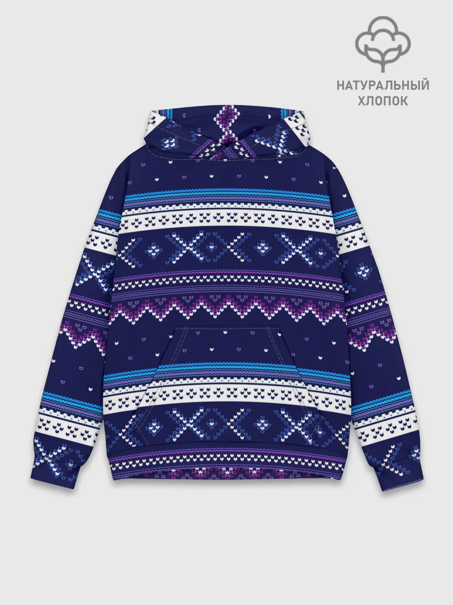 Худи мужской база хлопок / Яркий узор 2