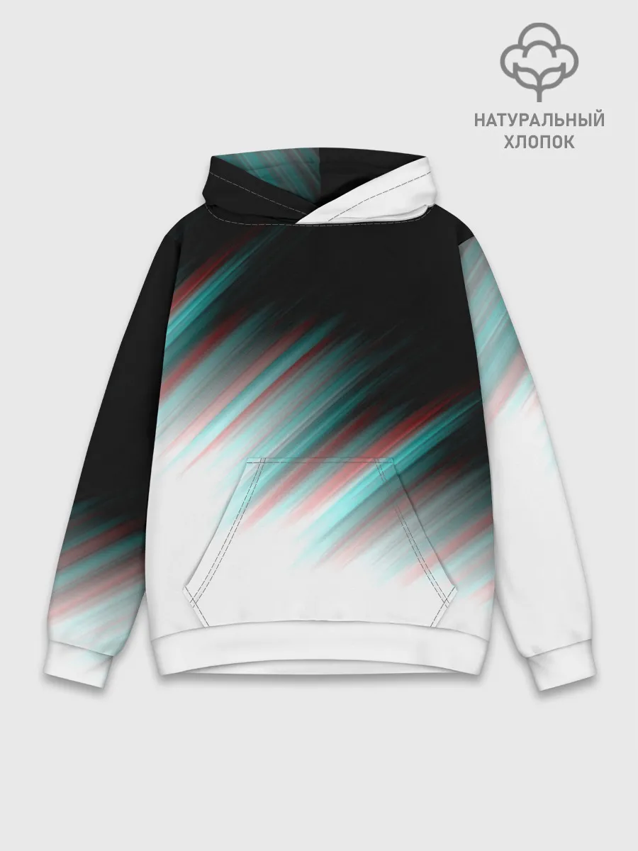 Худи мужской база хлопок / GLITCH STRIPES