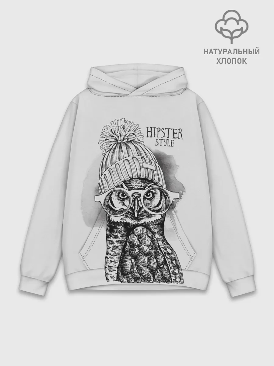 Худи мужской база хлопок / Хипстер сова