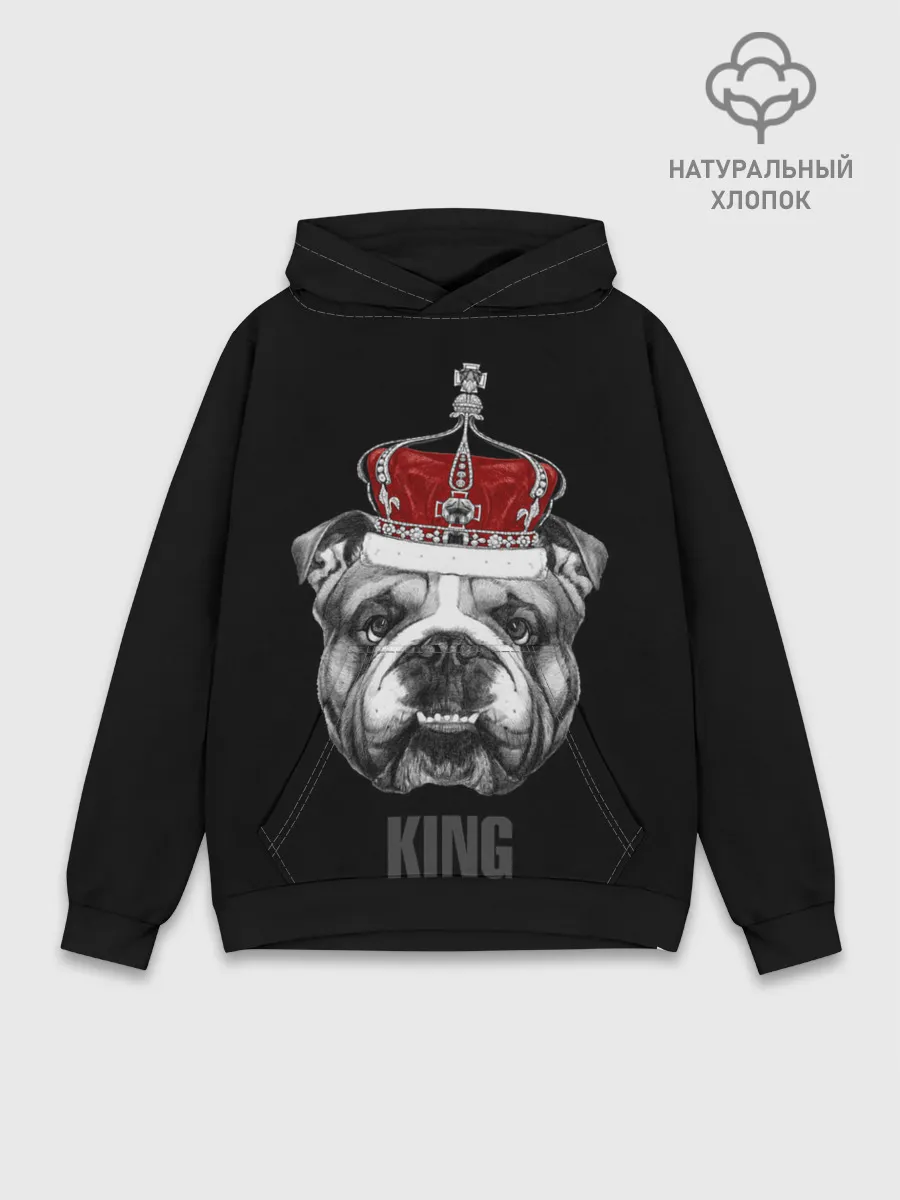 Худи мужской база хлопок / Английский бульдог с короной