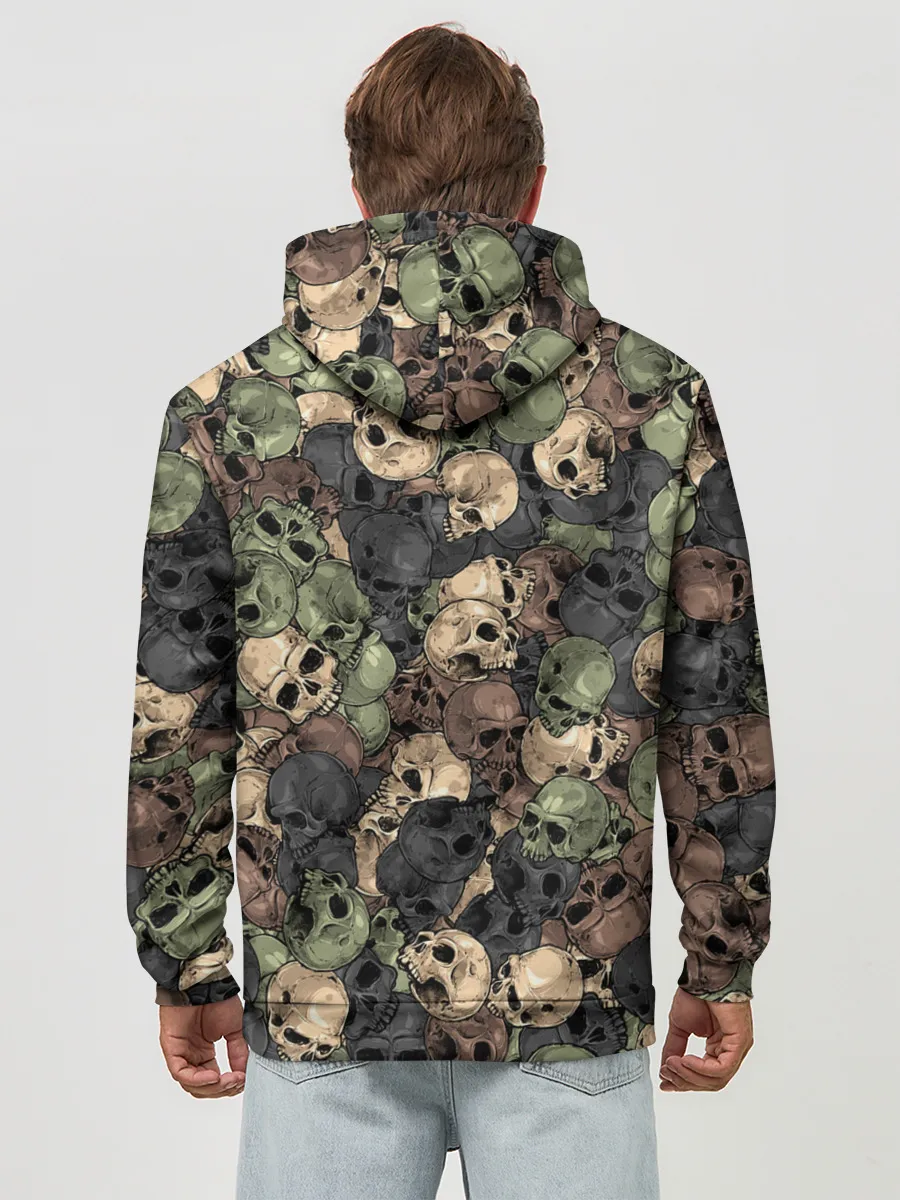 Худи мужской база хлопок / Камуфляж с черепами