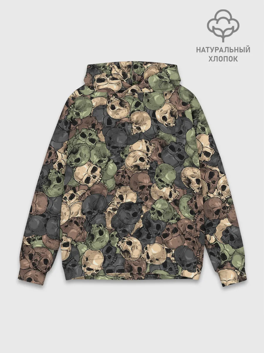 Худи мужской база хлопок / Камуфляж с черепами
