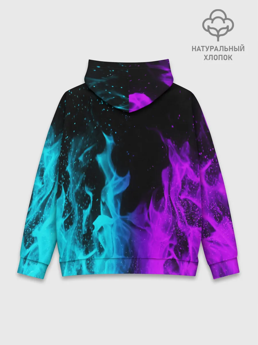 Худи мужской база хлопок / ПЛАМЯ | НЕОНОВЫЙ ОГОНЬ