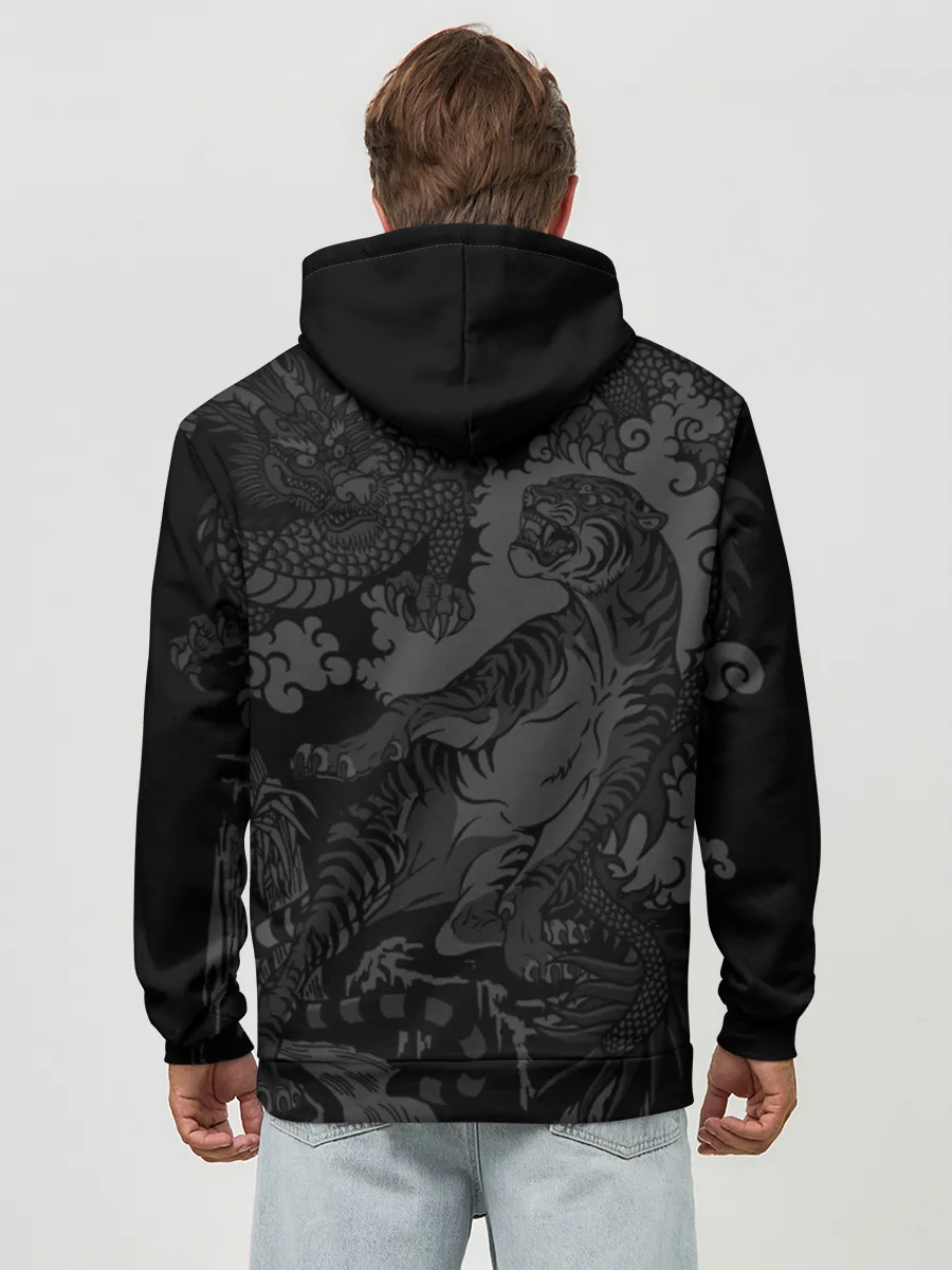 Худи мужской база хлопок / Тигр и дракон