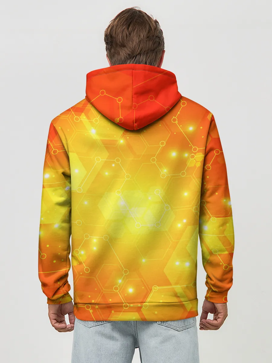 Худи мужской база хлопок / ОРАНЖЕВЫЕ СОТЫ