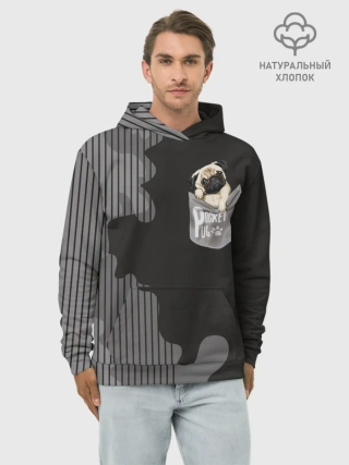 Худи мужской база хлопок / Мопс в кармане