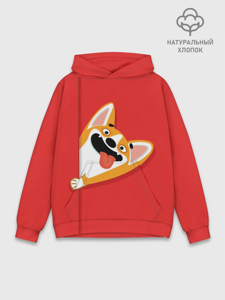 Худи мужской база хлопок / Вельш Корги Пемброк